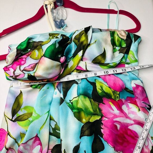 Andrea Behar Floral Halter Mini Dress — Beaded Neckline, Multicolor, Size 4 - Picture 6 of 7